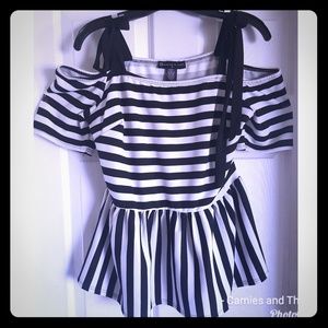 STRIPPED PEPLUM TOP